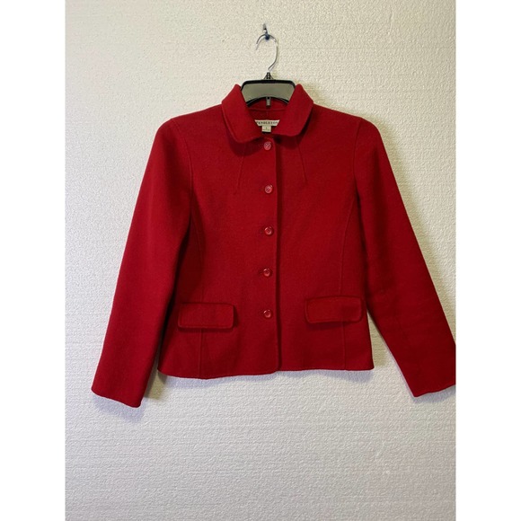 Pendleton Merino Wool Blazer Jacket Button Front Collared Long Sleeve Red Small - Picture 2 of 9